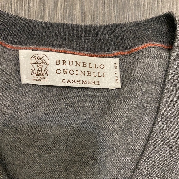Brunello Cucinelli Cashmere Wool Blend V-Neck Sweater Size L - Picture 3 of 11
